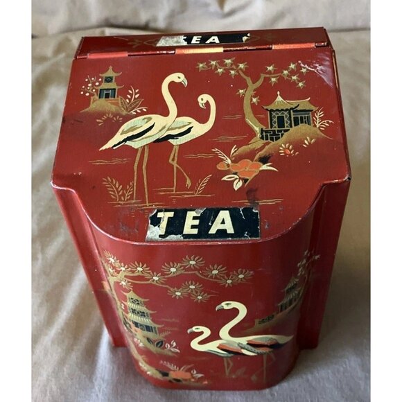 BARET WARE ENGLAND TIN TEA CADDY, CHINOISERIE - 6.5” - Picture 2 of 6